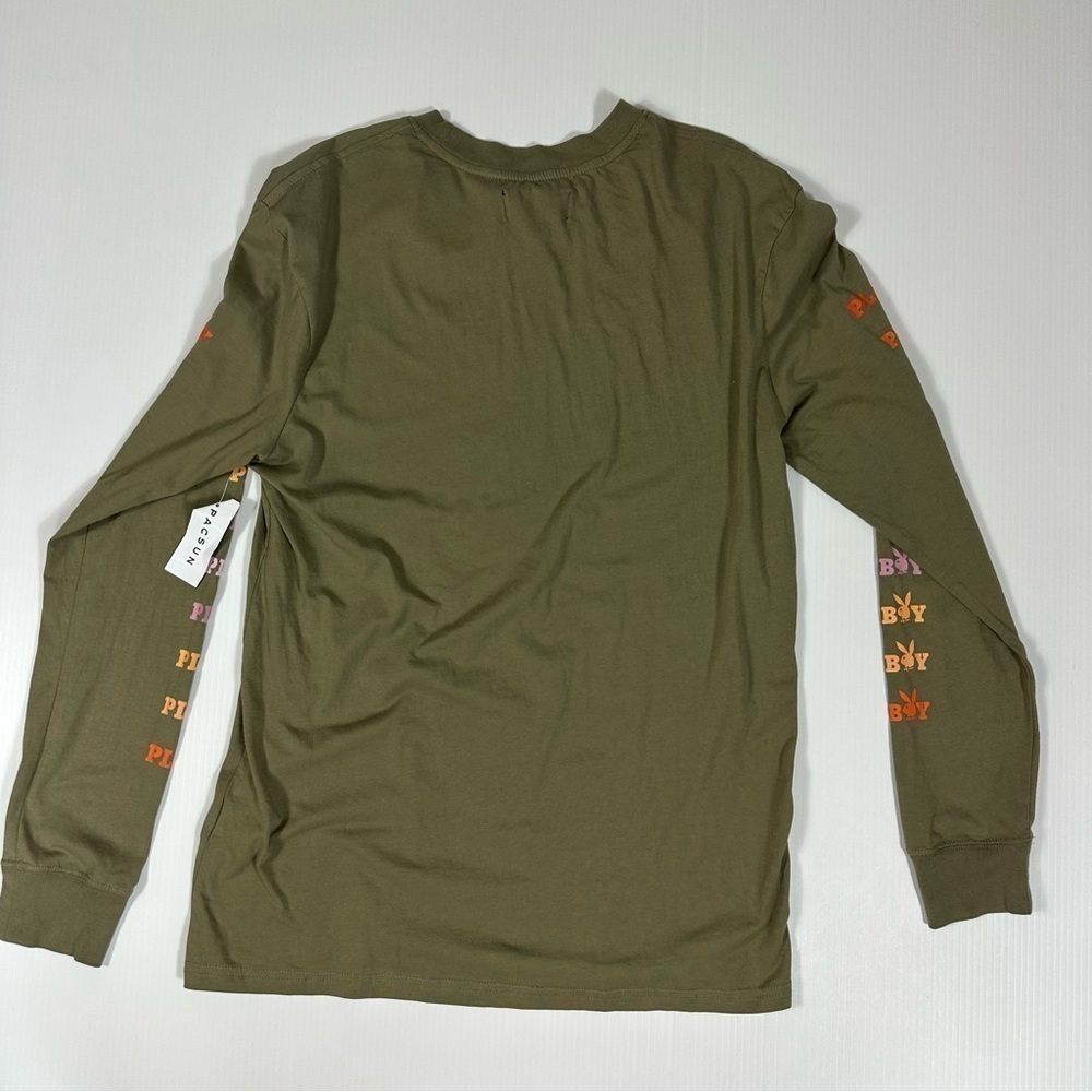 Playboy x Pacsun Men T Shirt Long Sleeve Sz M Green Crewneck NWT - Picture 9 of 9